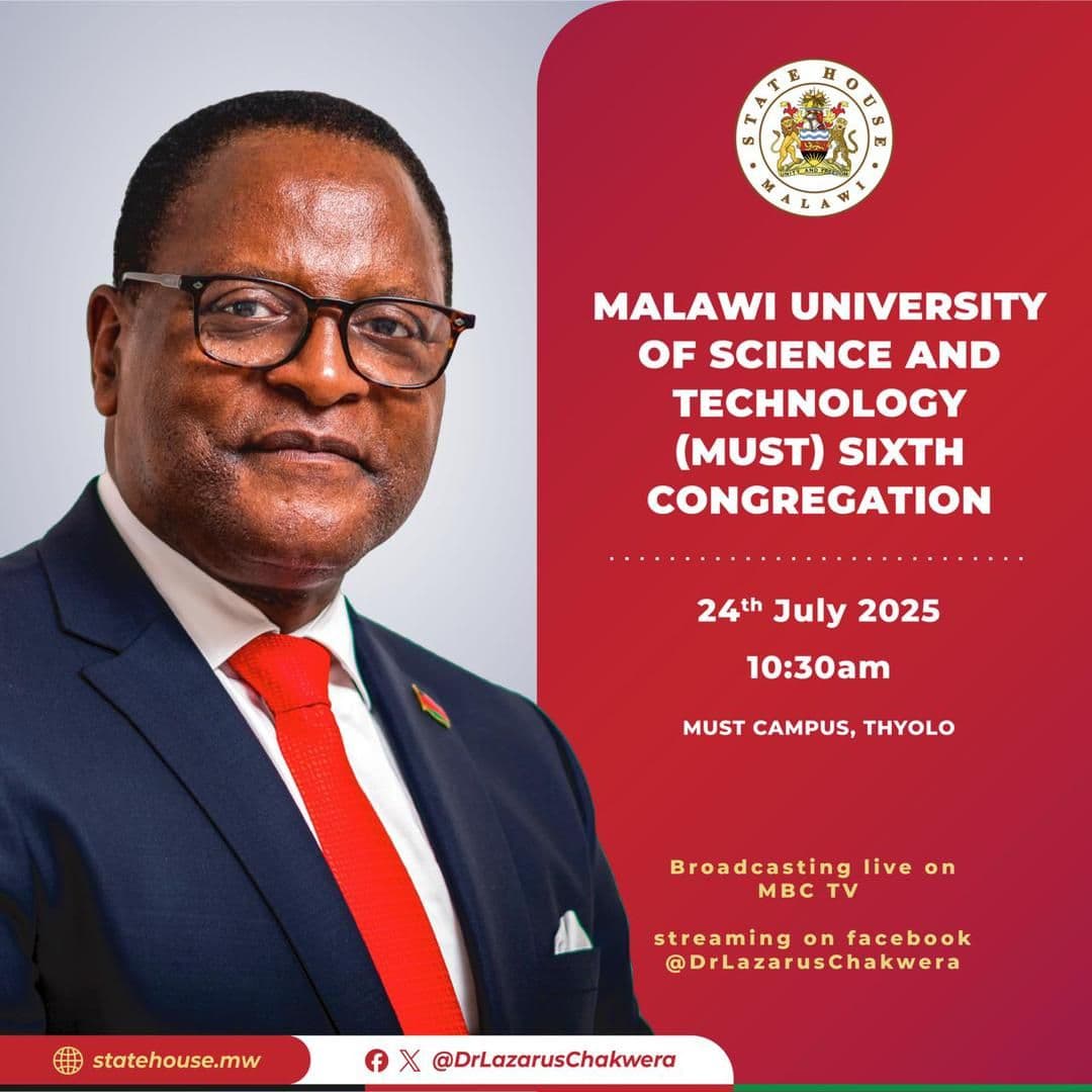 PRESIDENT CHAKWERA TO PRESIDE MALAWI UNIVERSITY OF SCIENCE & TECHNOLOGY GRADUATION